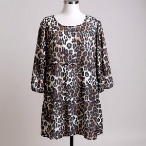 Betsey Johnson XL‎ Luv Betsey Animal Print Vintage Flowy Party Ruffle Dress